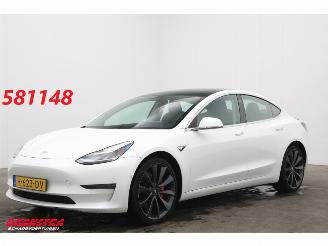 damaged passenger cars Tesla Model 3 Performance AWD 75 kWh Pano LED ACC Leder Camera 92.601 km! 2019/12
